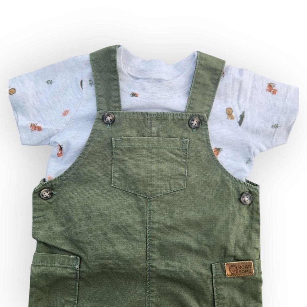 Carter's 2 Pieces Tee-Shorts Overalls Adjustable Straps Baby Boys Size 12 Months - Picture 5 of 14